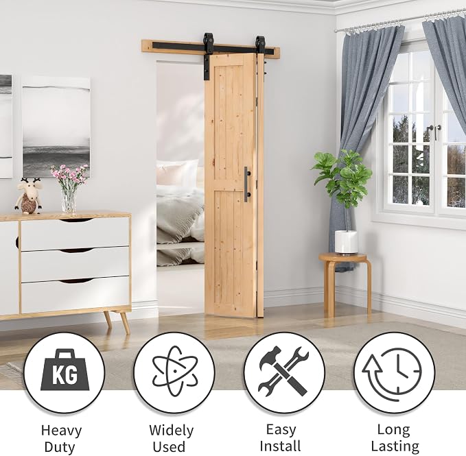 Puerta plegable de granero 36"x84" con kit de herrajes para 2 puertas miniatura 4