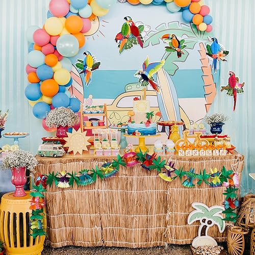 Miniatura 7 de KESOTE Decoraciones hawaianas tropicales de Luau para fiestas, guirnaldas tropicales de 20 pies y 6 pájaros en forma de panal para verano,