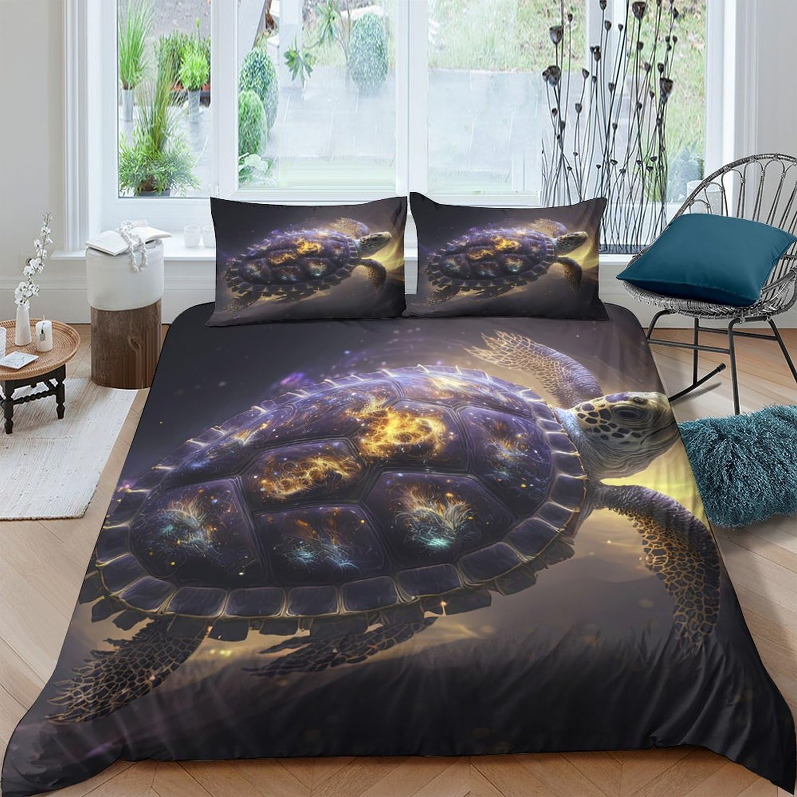 Ctjqhvkz Style-4 3D Printed Fantasy Turtle Fitted Sheet Microfiber Soft Breathable Ocean Dream Bed Cover For Bedroom Dorm Decor Single（135X200cm）