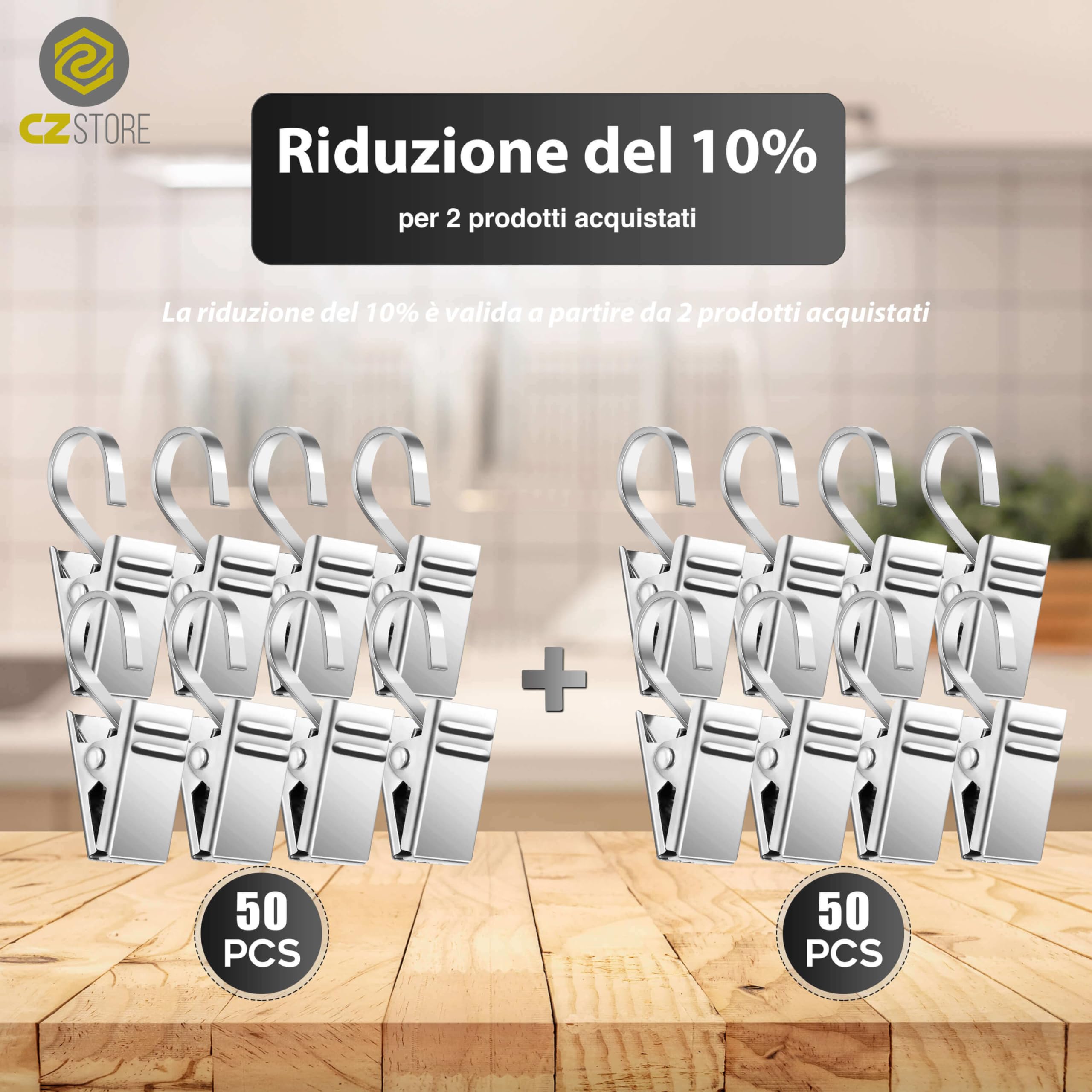 150 Clip Per Tende In Acciaio Inox - Ganci Multiuso Per Casa E Decorazioni - Foto 10
