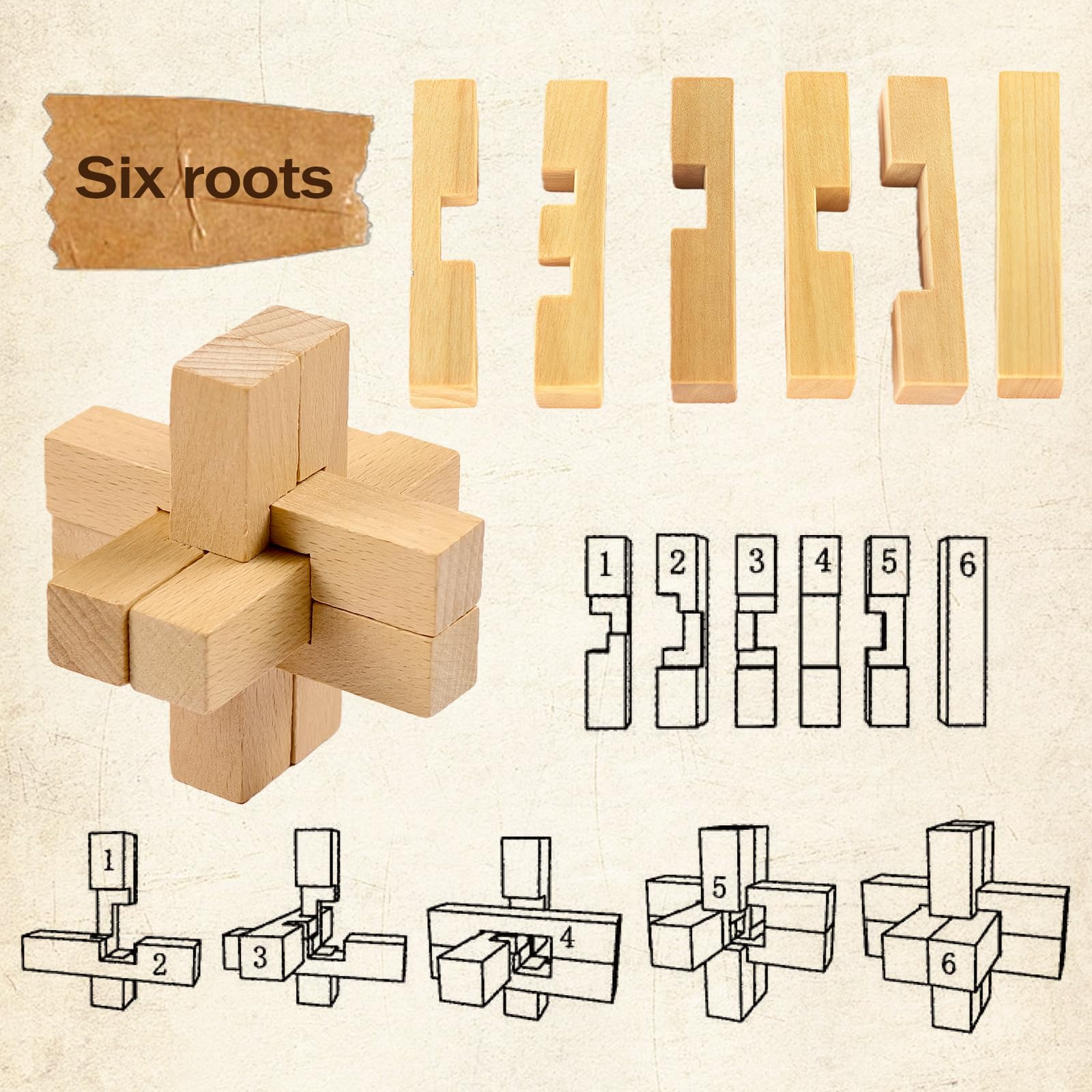 Casse-tête en bois 3D - Jeu de puzzle géométrique logique - Blocs éducatifs pour enfants et adultes