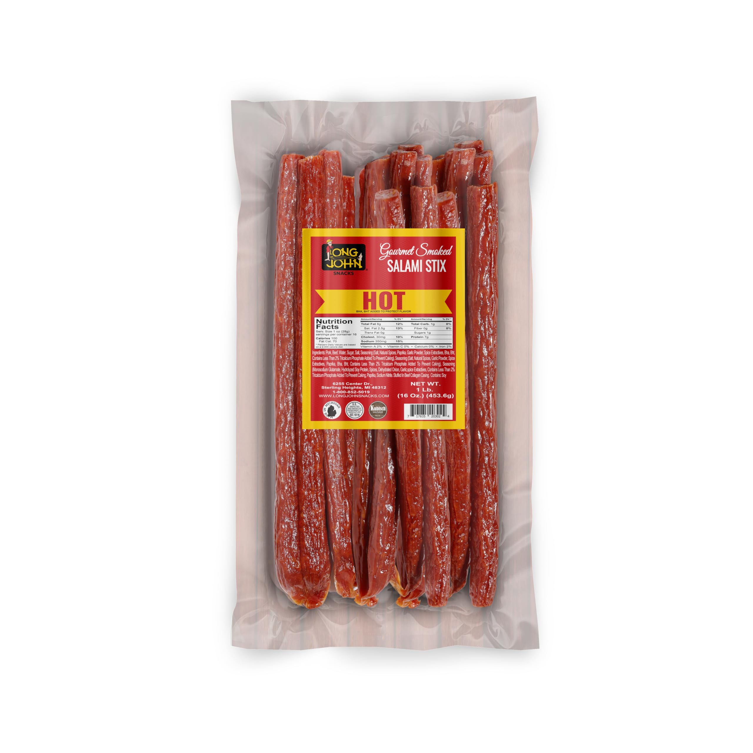 Sponsored Ad - Dried Salami Sticks - Christmas Gift, Stocking Stuffer, White Elephant, Secret Santa & Festive Holiday Party Snack - Handcrafted Gourmet Smoked Meat Sticks - Hot, 16 oz