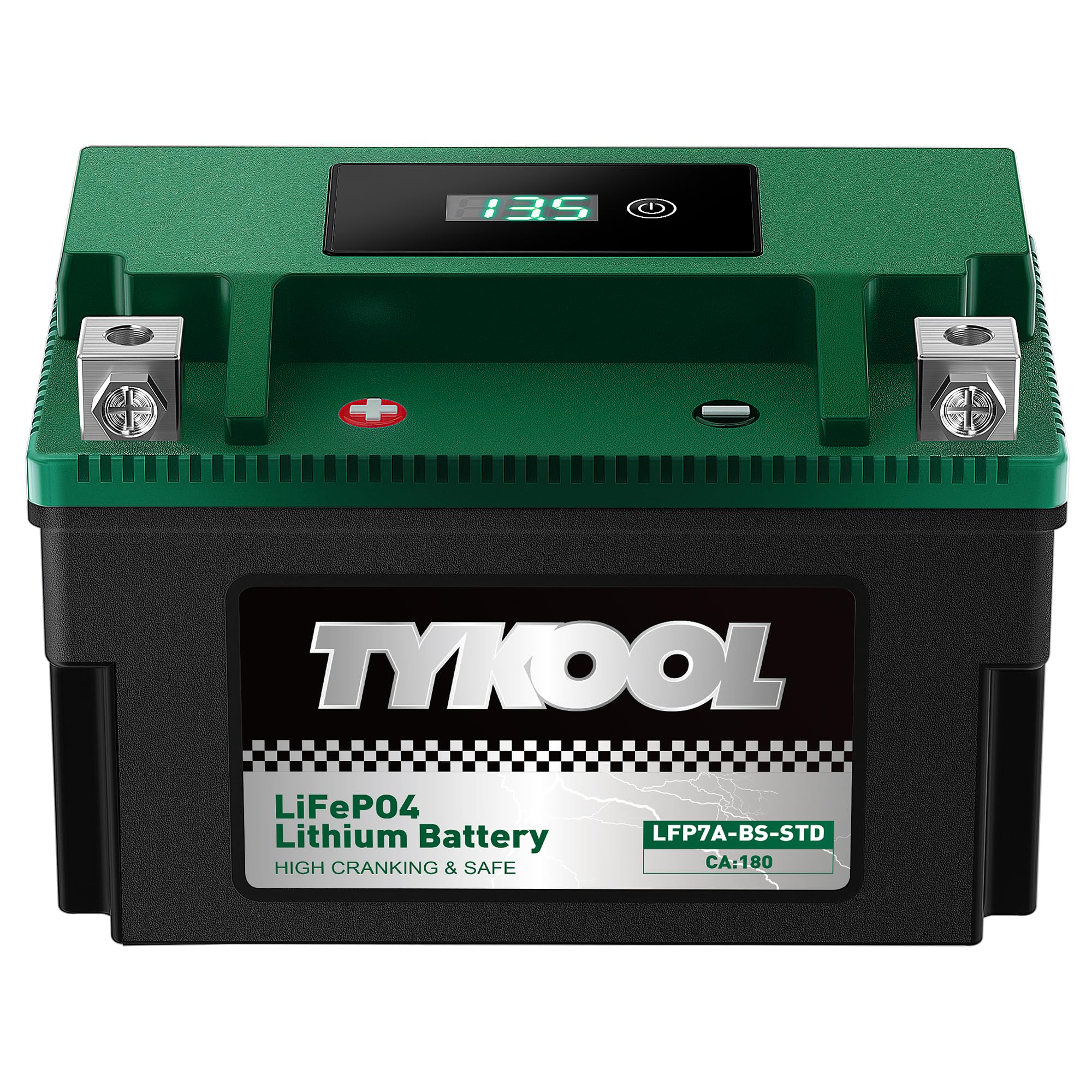 YTX7A-BS,180 CCA, Lithium LiFePO4 Motorcycle Battery,2X Cranking Amps,5X Longer Life, Compatible for Motorcycle,Moped, ATV,4 Wheeler, Lawn Mower, and Generator Battery