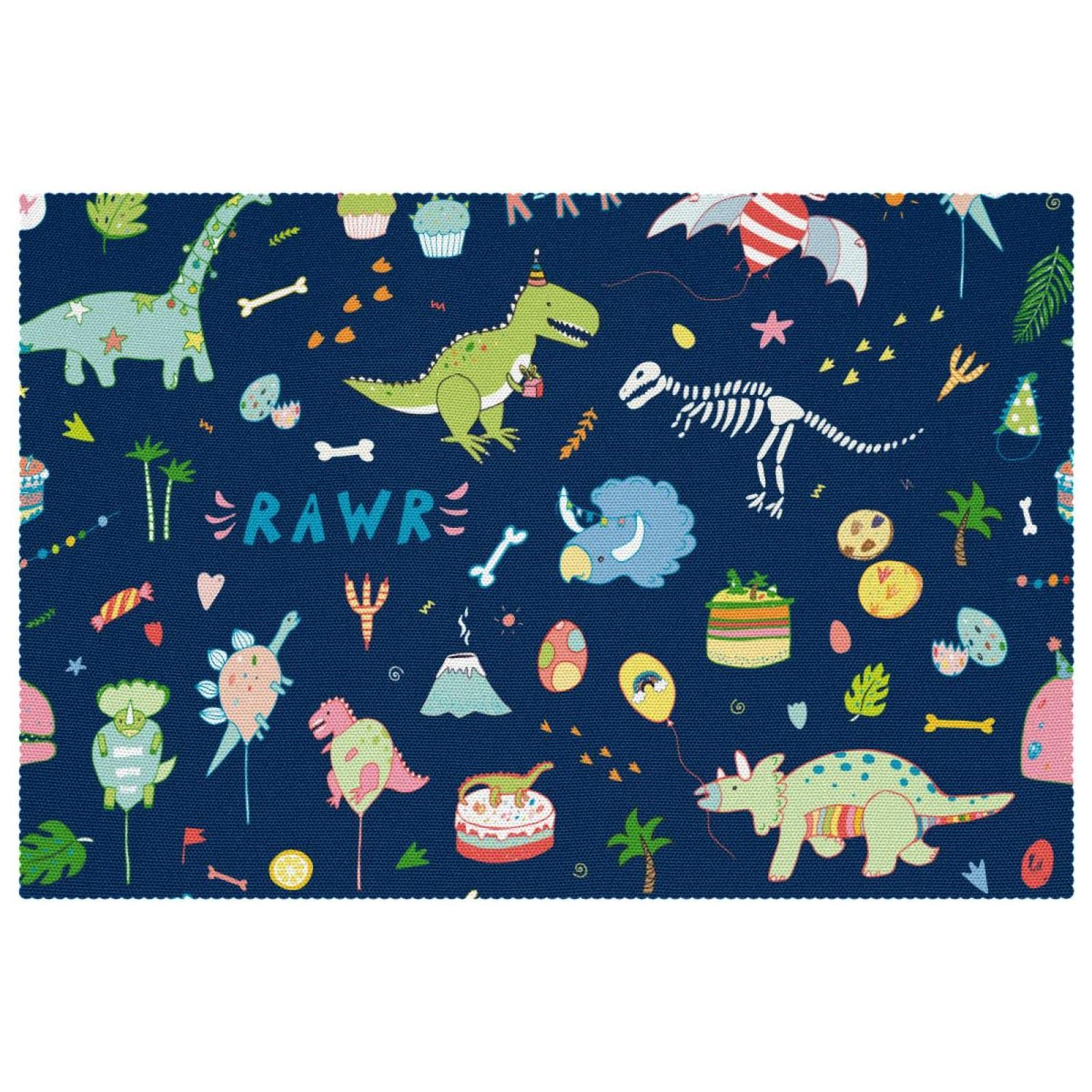 Set de table dinosaure bleu anti-chaleur pour repas d'enfants sereins
