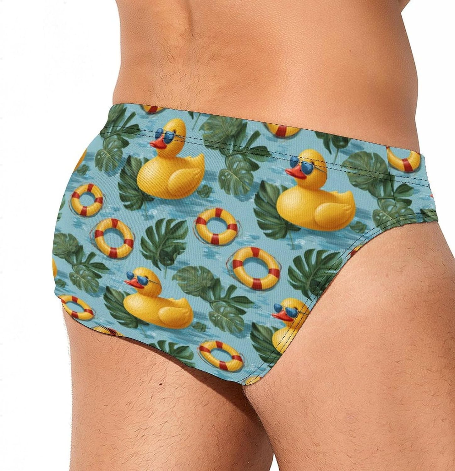 Duck Men's Swimsuit Brief Sexy Bikini Briefs Retro Printed Swimwear Quick Dry Swimming Trunks 3X-Large