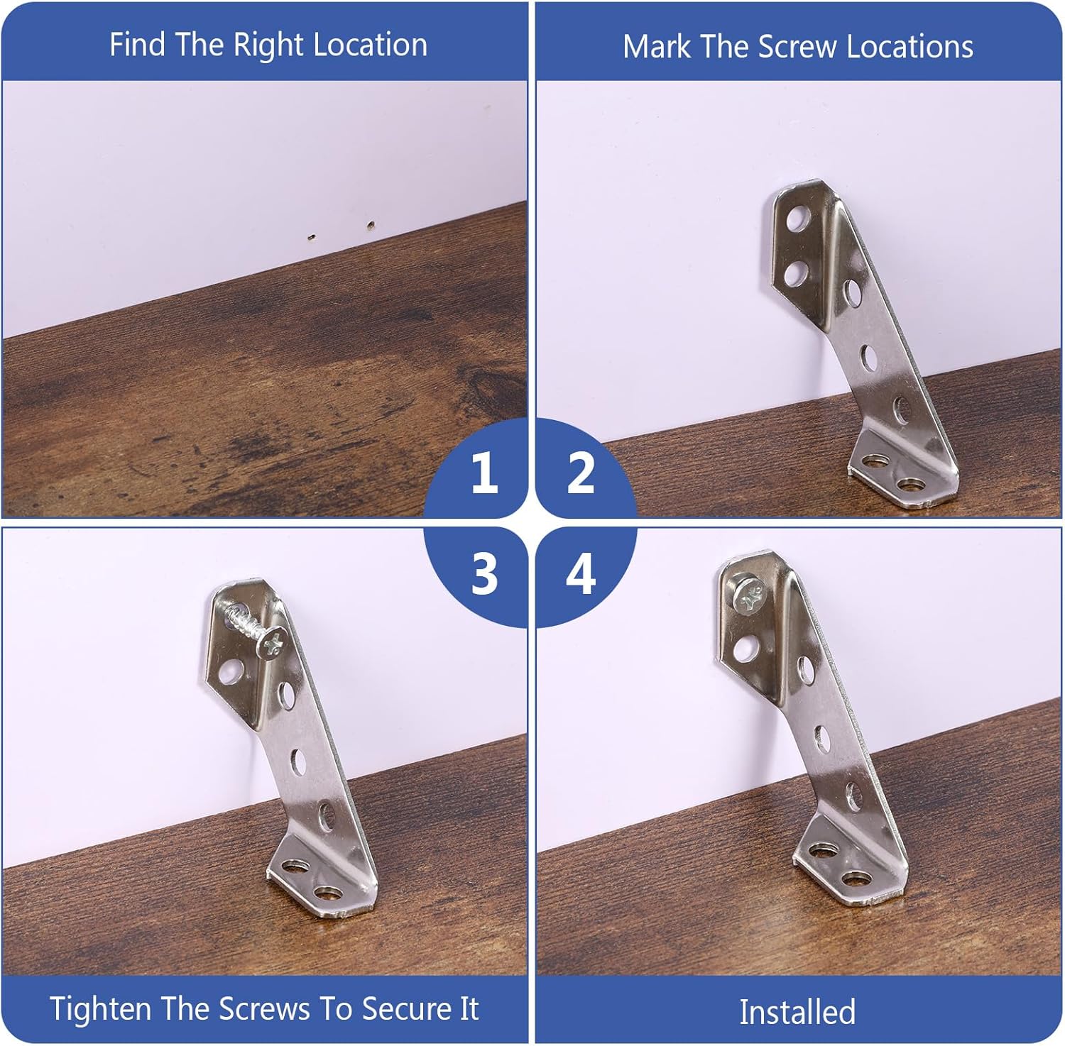 50 Pcs Stainless Steel Multifunctional Corners Bracket, Universal Metal Hardware Corner Braces with Screws, Furniture Corners Connector for Wood Furniture, Drawers, Cabinets, Tables, and Chairs