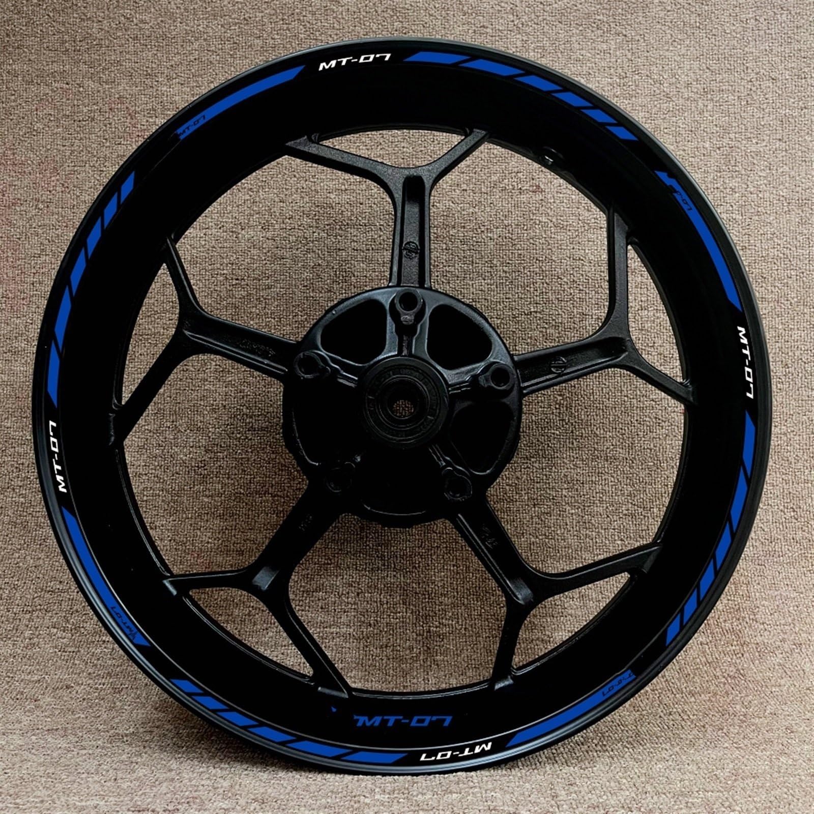 Complete Set for Yamaha MT-07 Motorcycle Front and Rear Tire Waterproof Sticker Stripe Rim Decal(Color10)
