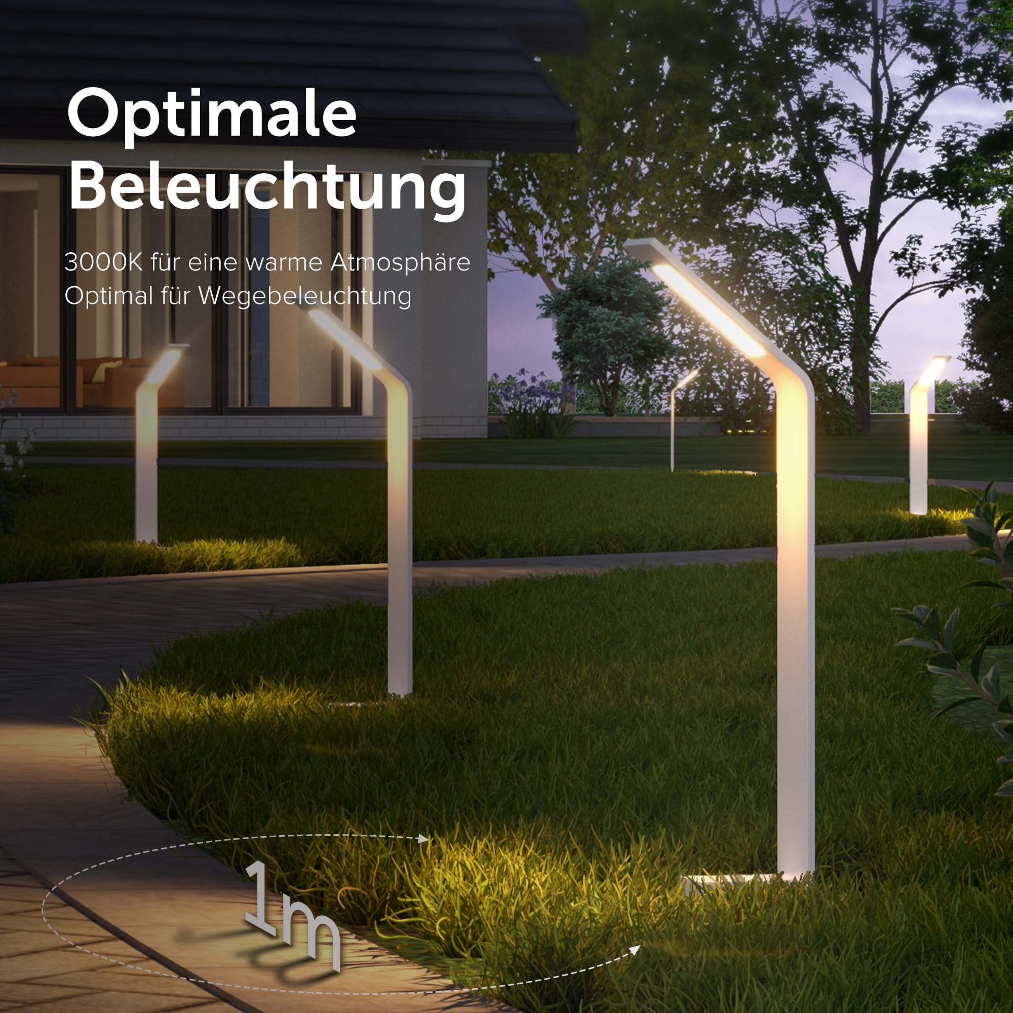 doporro Wegeleuchten Außen Stromanschluss 40cm Gartenleuchte IP65 6W | Gartenlampen für Draußen Strom, 3000K Warmweiß Pollerleuchte Standleuchte Außen, 128x98x408mm, Sandweiß, Pfadfinder