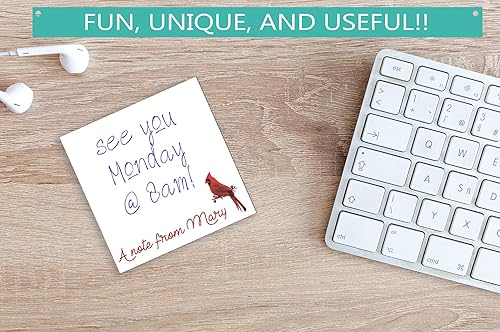 Miniatura 3 de Notas adhesivas personalizadas con diseño de pájaro cardenal  3 x 3 pulgadas, 50 notas adhesivas por bloc, texto con nombre personalizado, idea de