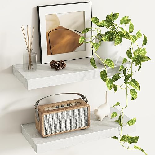 Miniatura 9 de Estantes flotantes  Paquete de 2 estantes de pared de madera rústica de 9 pulgadas  Estante de almacenamiento montado en la pared con soportes