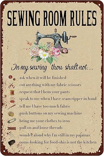 Letreros vintage de metal para decoración de pared para sala de coser para el hogar, 12 x 16 pulgadas, un regalo para tus primos