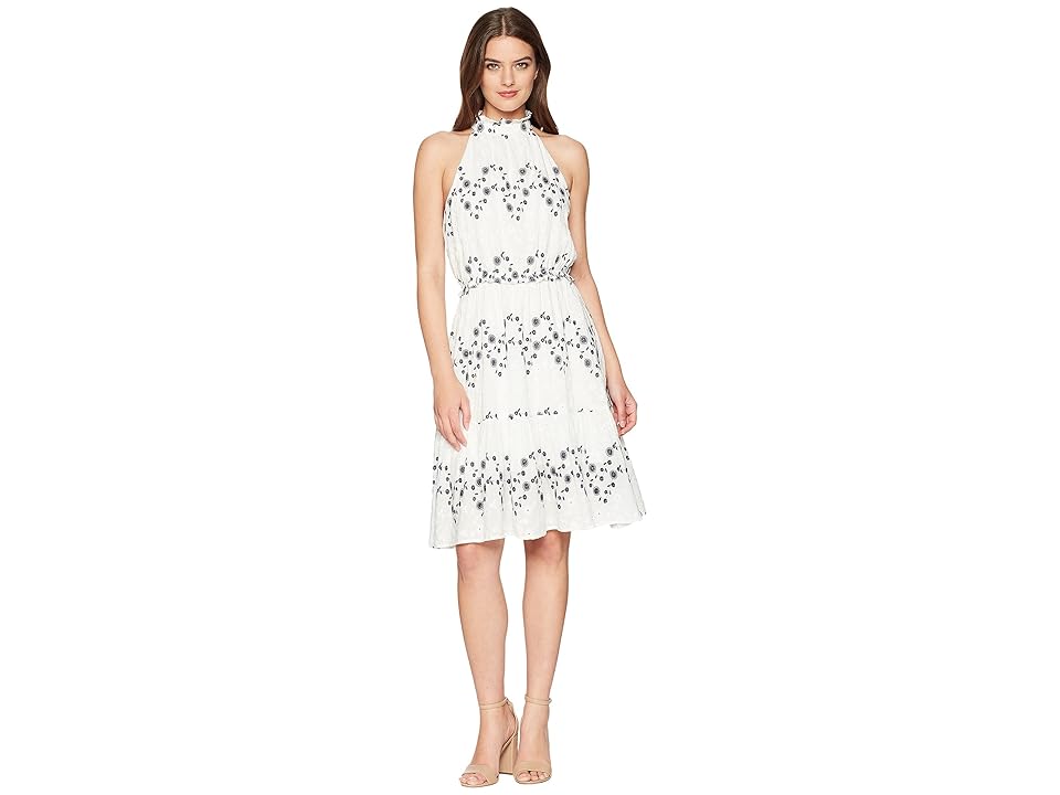 

J.O.A. Halter Neck Midi Dress (White/Navy) Women's Dress