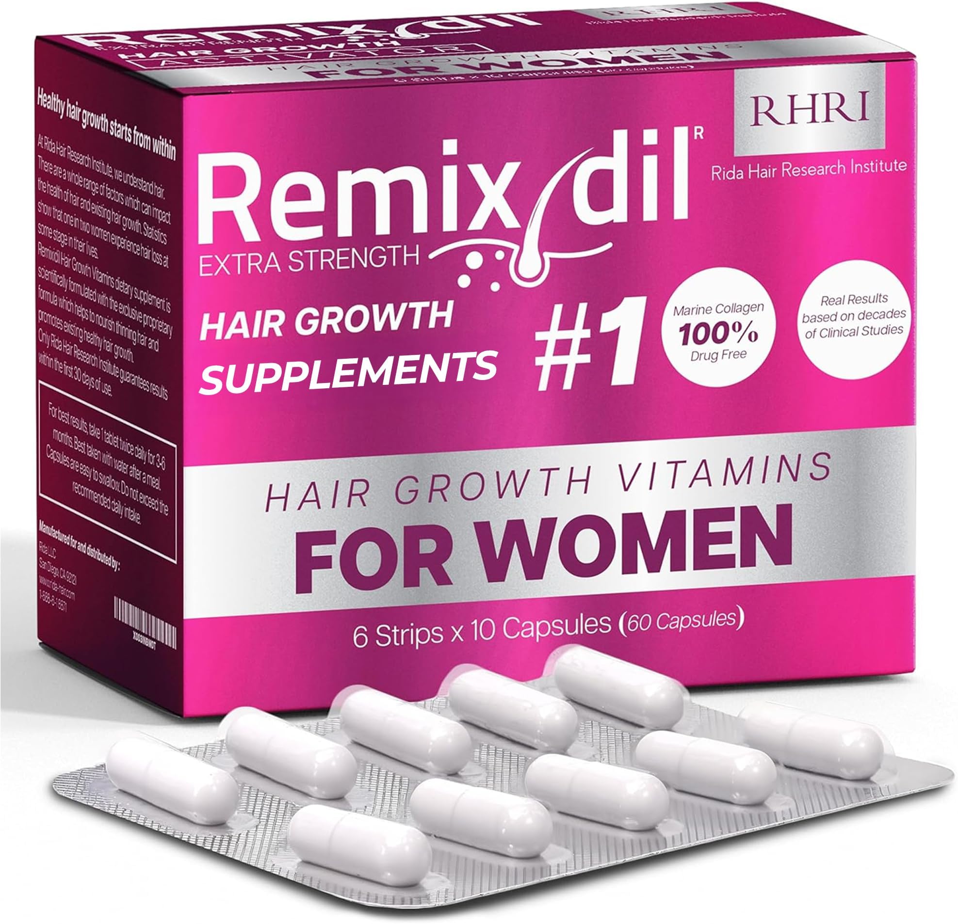 Hair Growth Vitamins for Visibly Thicker & Stronger Hair - Supplements for Hair Loss Treatment and Thinning Hair in Women