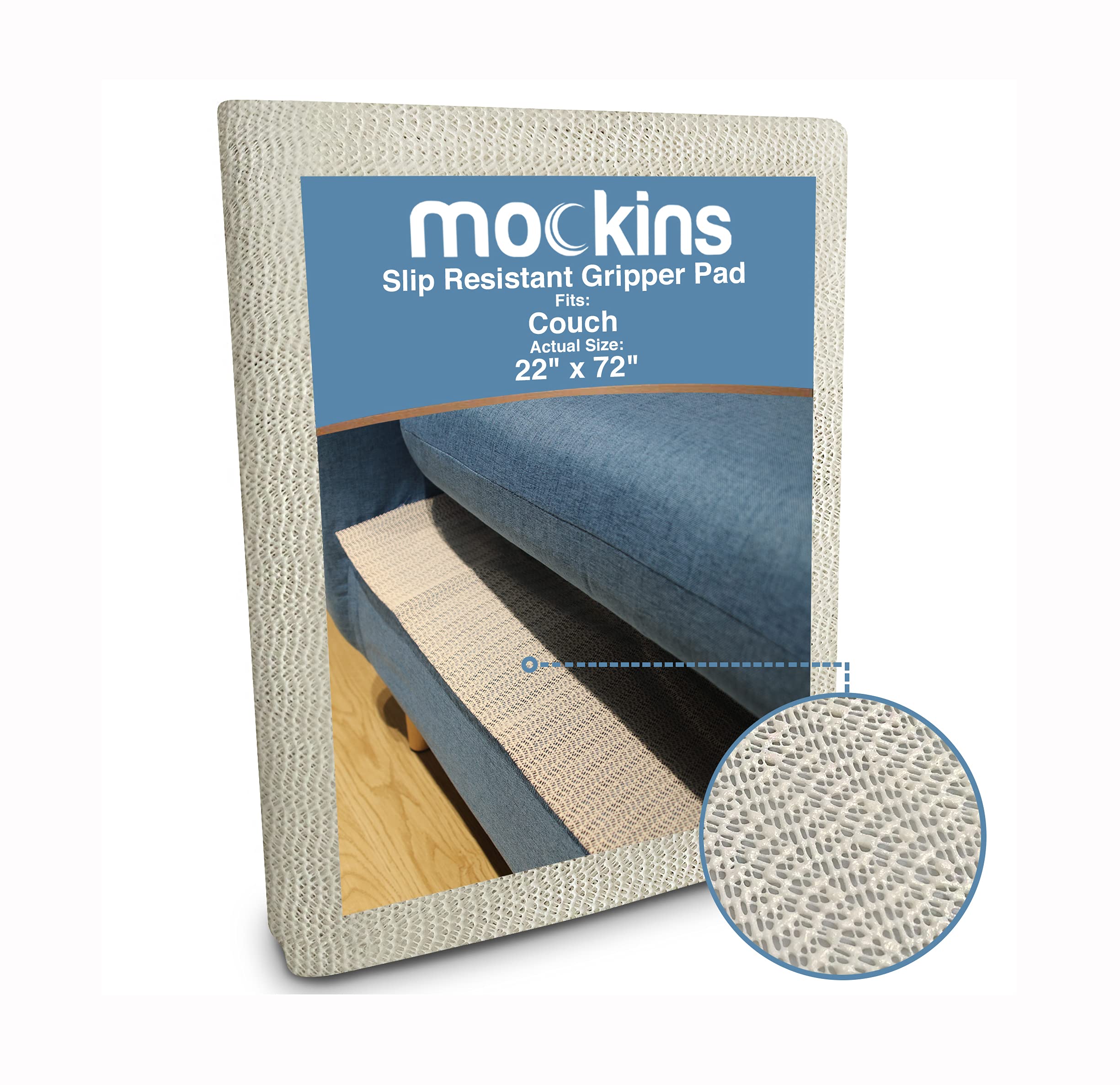 Nevlers 22"x72" Anti Slip Pad Couch Cushion Grip |Trim-to-fit PVC Couch Cushion Support | Anti Slip Couch Cushion Gripper Pad Helps Couch Cushion Stop Sliding | Couch Stoppers to Prevent Sliding Seats