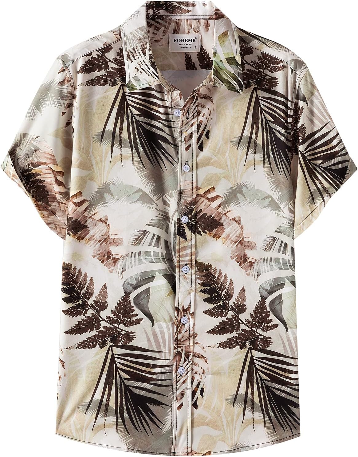 Men Hawaiian Shirt Floral Print Casual Short Sleeve Button Down Shirt Tropical Vacation Beach Tops - Image 4