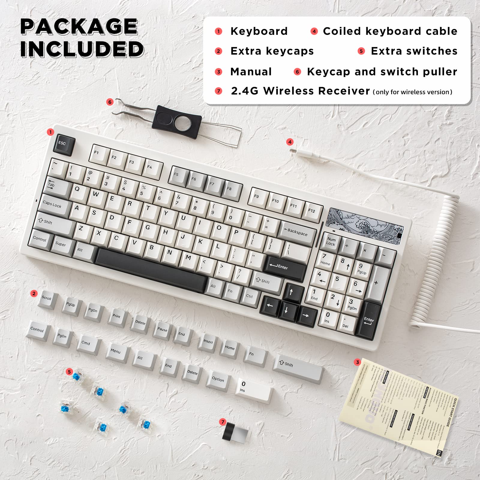 Amazon | YUNZII Keynovo IF98 Pro 無線 Bluetooth ホットスワップ対応