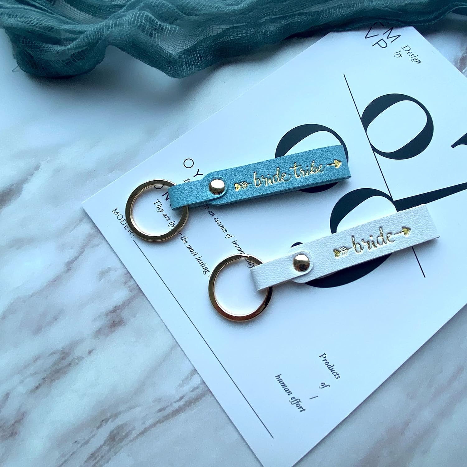 PartyGifts&Beyond Bride Keychains 10 Pack, Bridesmaid and Bride Tribe Keychains for Bachelorette party or Wedding Gift