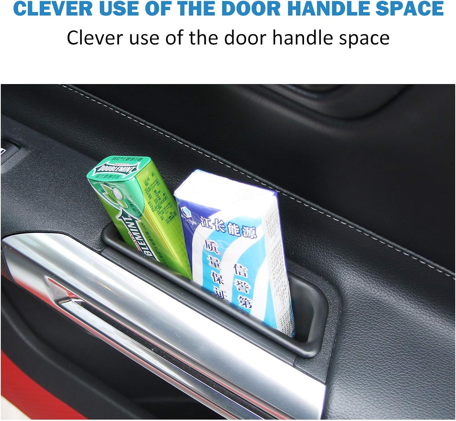 RT-TCZ Front Door Side Storage Box Organizer Tray Pocket Armrest Container Interior Accessories for Ford Mustang 2015 2016 2017 2018 2019 2020 2021 2022 2023 2024(Black 2pcs)