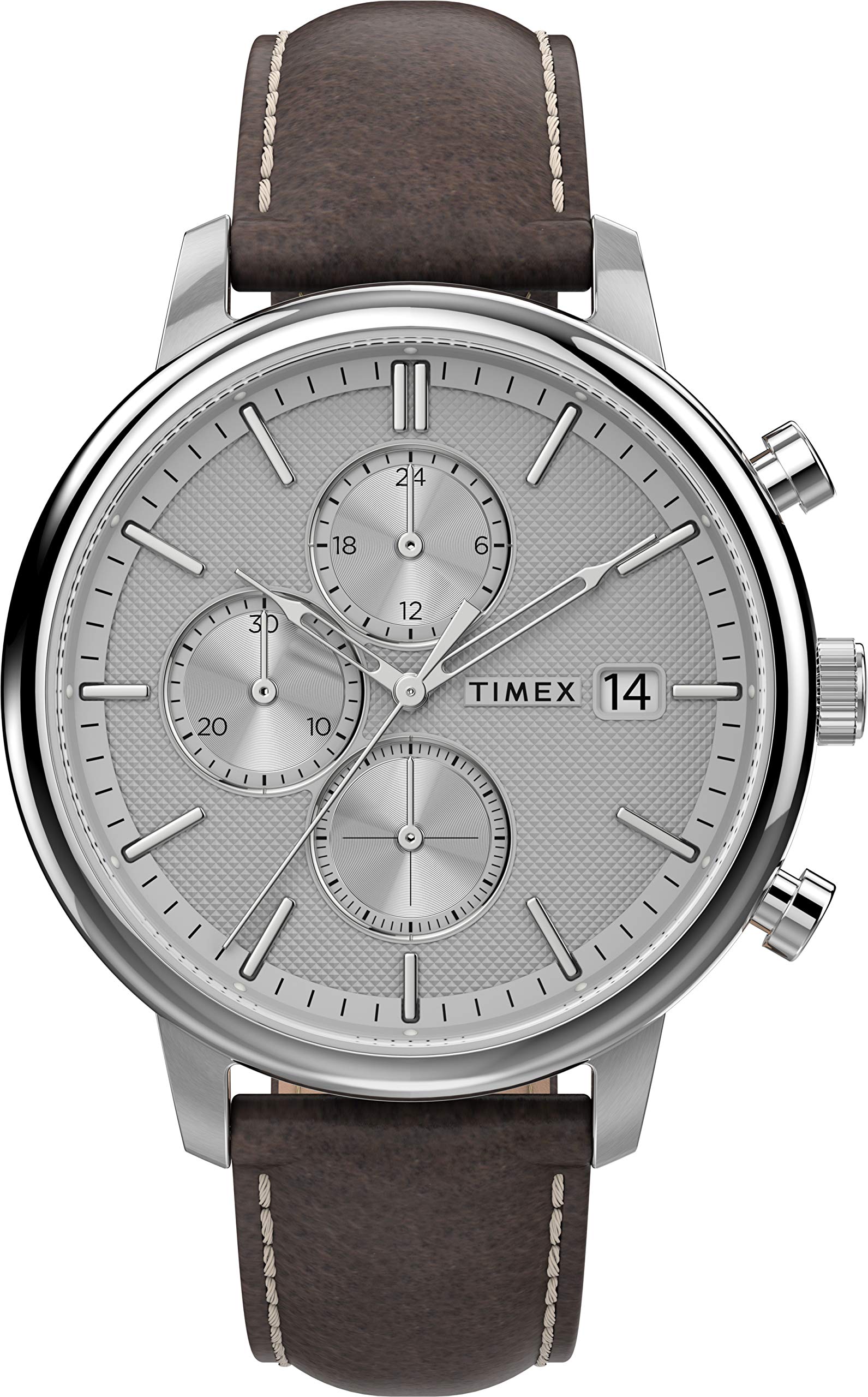 TIMEX Men Leather 3 Hands Analog White Dial Coloured Quartz Watch, Round Dial with 45 Mm Case Width - Tw2U38800Uj, Band Color-Brown (B0B12F3Z29) Amazon Price History, Amazon Price Tracker