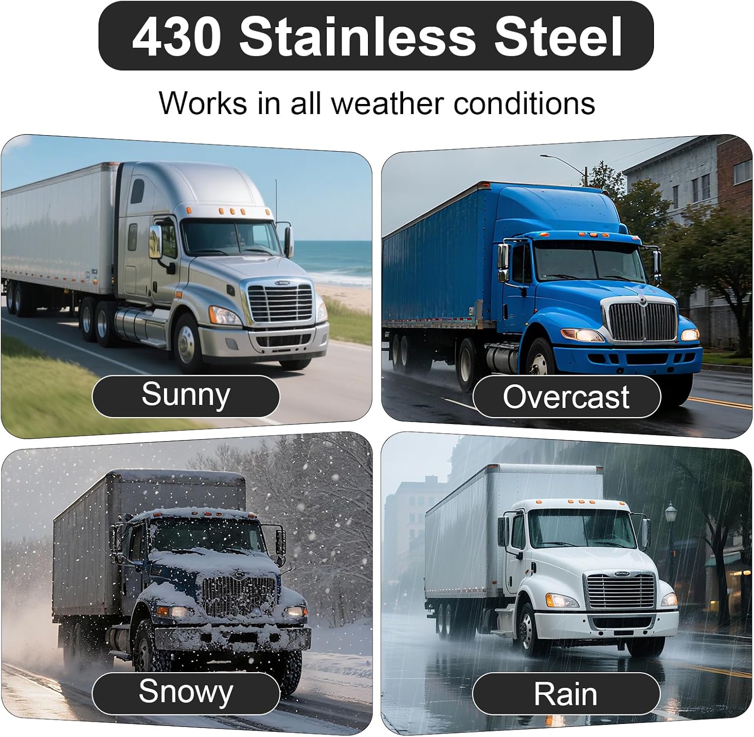 PRINIC Tail Light Panel Stainless Steel for Semi Truck with Four Large and Four Small Light Round Cutouts Rear Light Panel, Silver