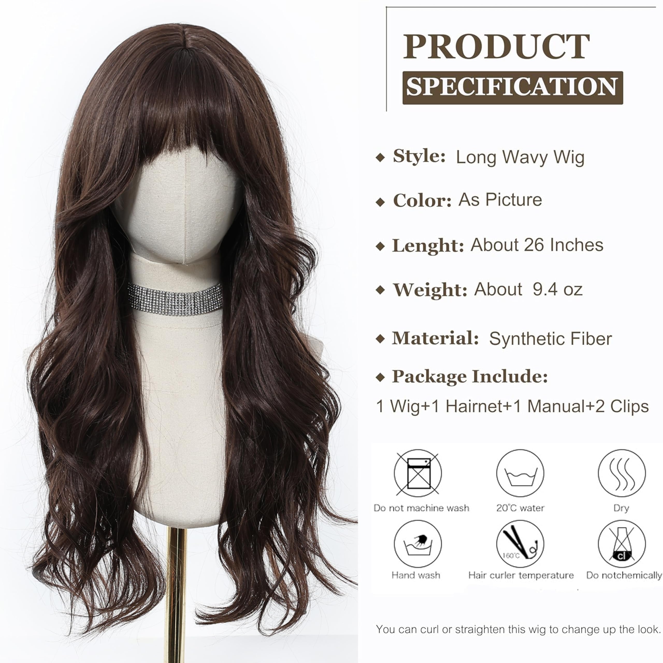 Esmee Long Wavy Brown Wigs for Women Natural Synthetic Hair Ombre Wig for Daily & Party Use, Brown 1285-1, 26 Inch (Pack of 1) - Image 2