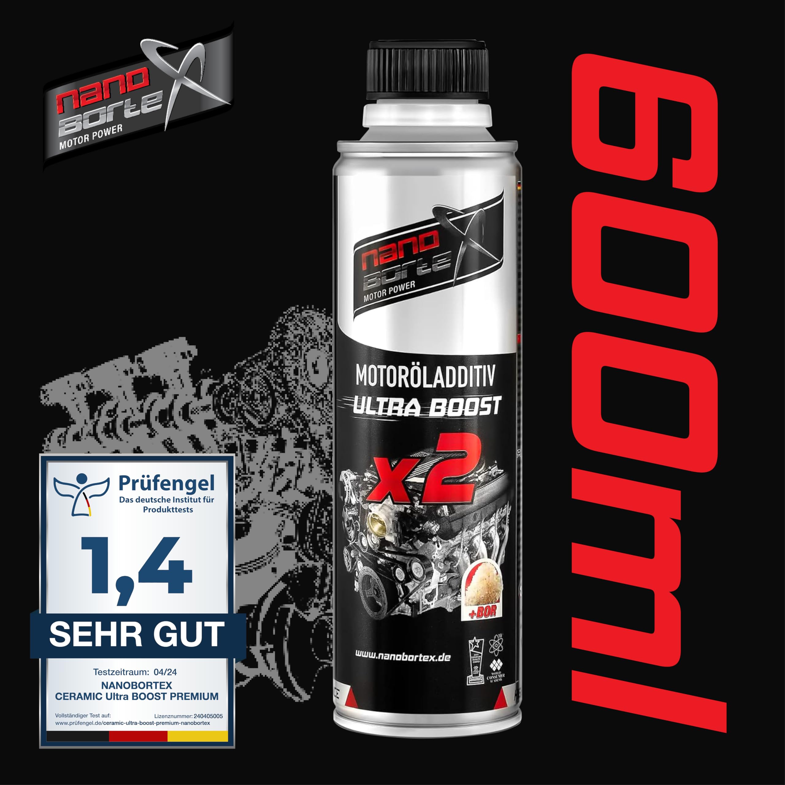 NanoBorTeX Aditivo para aceite cerámico premium y Bor Boost Aditivo para aceite de motor, protección contra el desgaste, aditivo NanoBorX de alto rendimiento, 600 ml