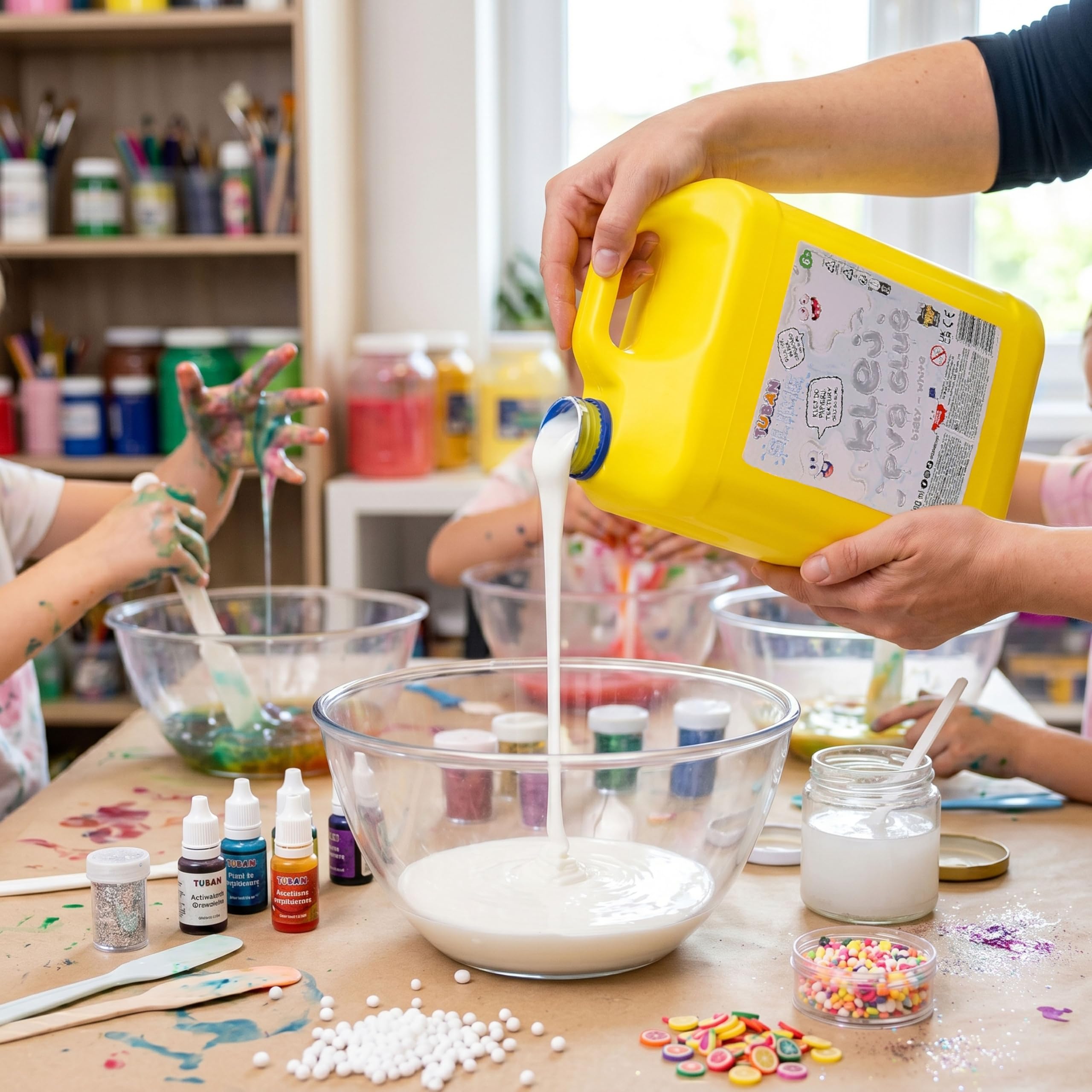 TUBAN Pegamento para SLIME, para papel a base de agua y PVA, apto para niños (blanco, 5 l)
