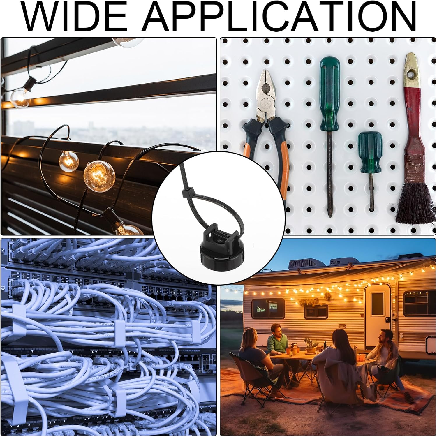 Yookeer 48 Pieces Magnet Zip Tie Mount 22 mm Heavy-duty Magnetic Zip Tie Mounts 22LBS Strong Multipurpose Wire Cable Holder Mount for Home Office Wire Management Marine Electrical Wiring