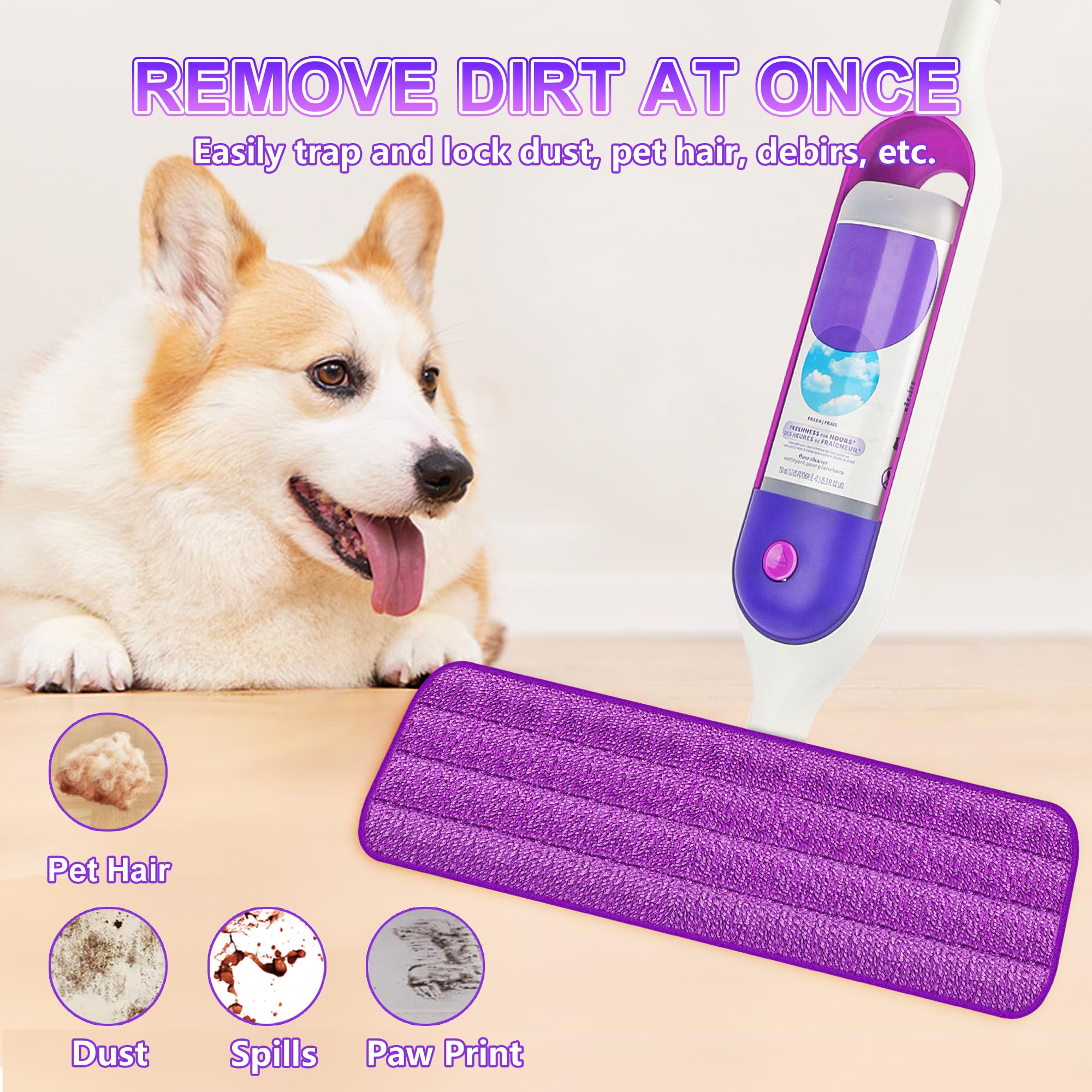 Paquete de 8 almohadillas reutilizables para mopa Swiffer PowerMop, almohadillas de microfibra de 15 pulgadas para limpieza de suelos de madera dura, lavables a máquina, uso en seco y húmedo para todo