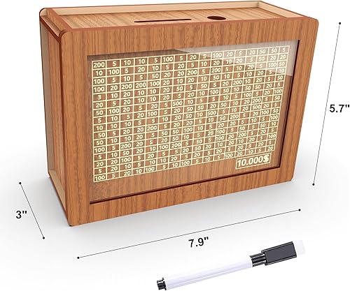 Miniatura 7 de Alcancía para adultos y niños, banco de monedas de madera para niños y niñas, caja de dinero para adultos con contador para meta de ahorro $10000 El