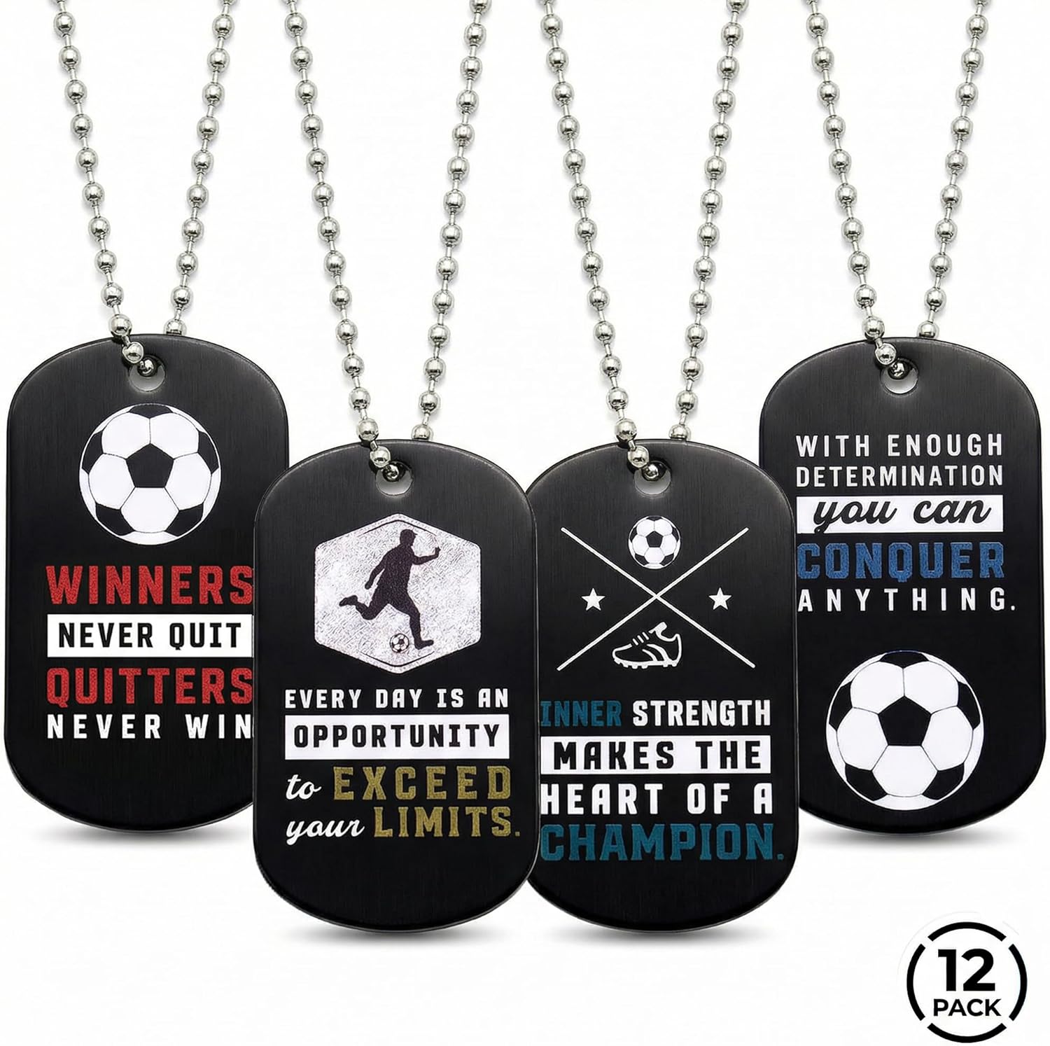Inkstone Success Dog Tag Necklace, Inspirational Scripture Dogtag Pendant for Men, Christian Faith Stainless Steel Necklace, Motivational Gift