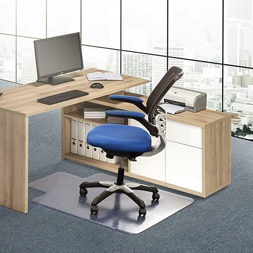 Kingwolfox Officedesk Chair Mat for Carpet 48"×36" Heavy Duty Carpet Chair Mat PVC Protection Anti-Slip Floor Mat Chair Mat 48" x 36"（48" x 36"-Convex Shape）