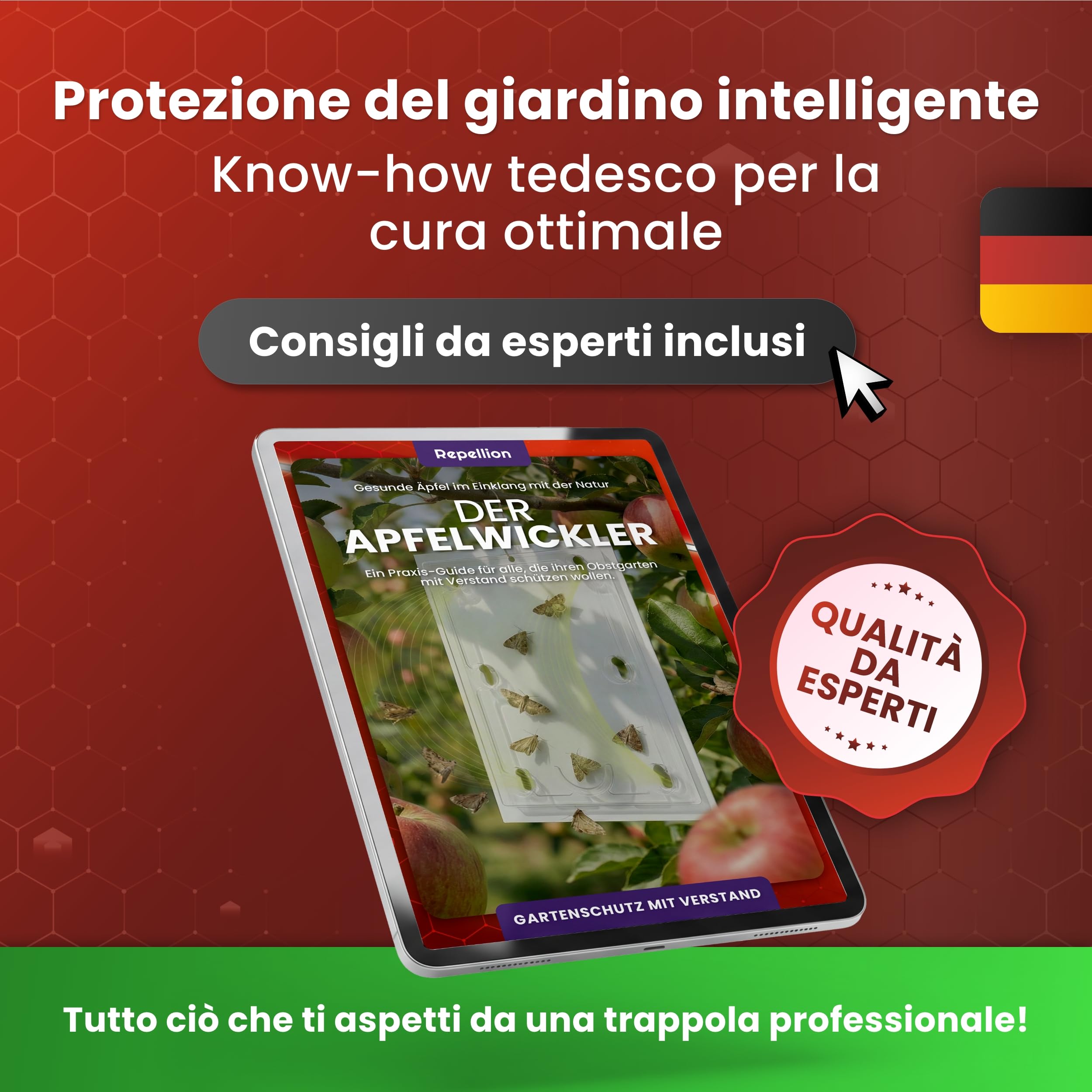 Trappola per feromoni per mele, set di 2 trappole per alberi da frutto, efficace trappola per avvolgere le prugne, protezione antitarme senza tossine per il melo, include attrattiva