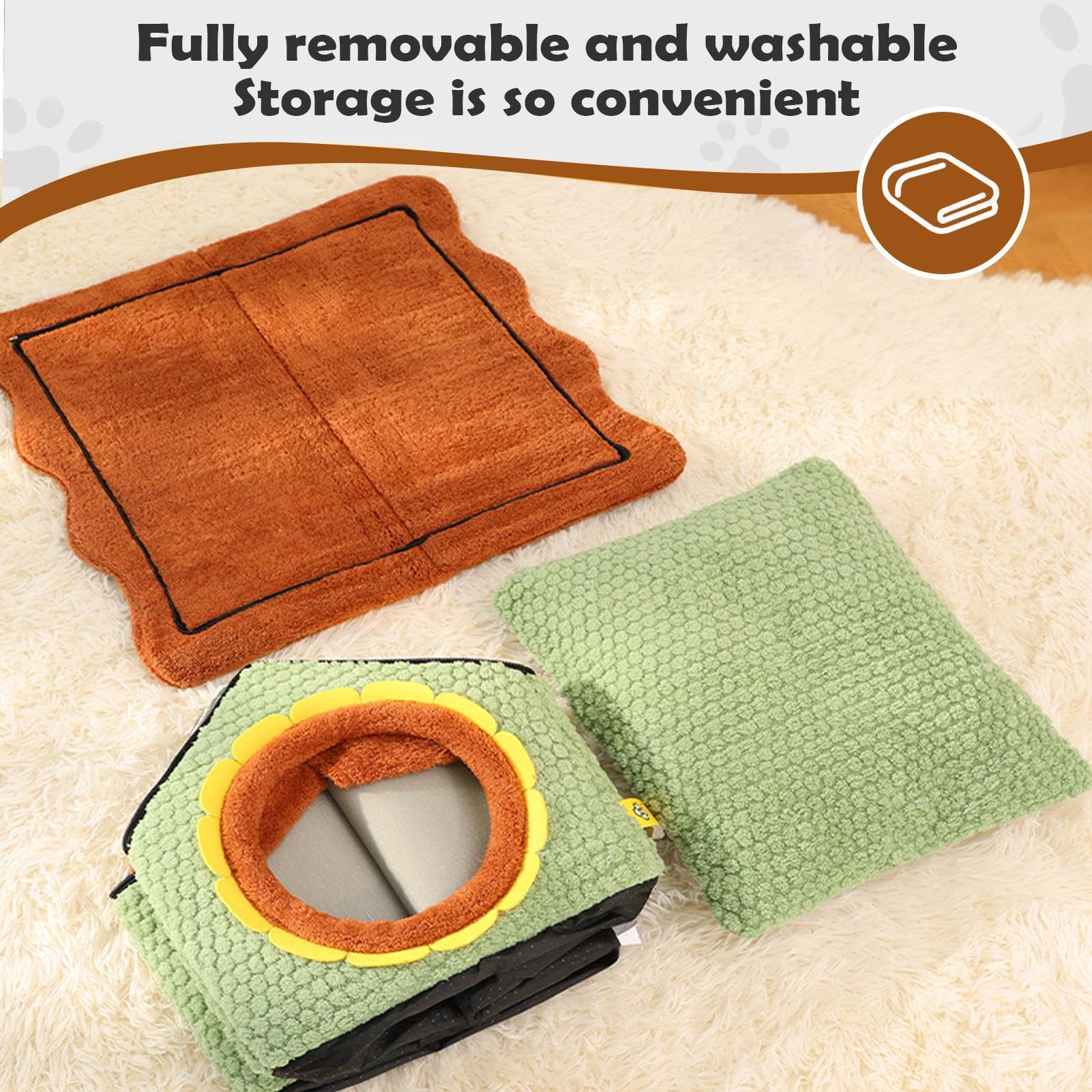 Casa para Gatos de Interior Refugio Extraíble Y Lavable | Camas Para Gatos Con Puerta De Girasol Para Mascotas Pequeñas De Interior Cachorros Y Para Rincón Invierno Y Navidad
