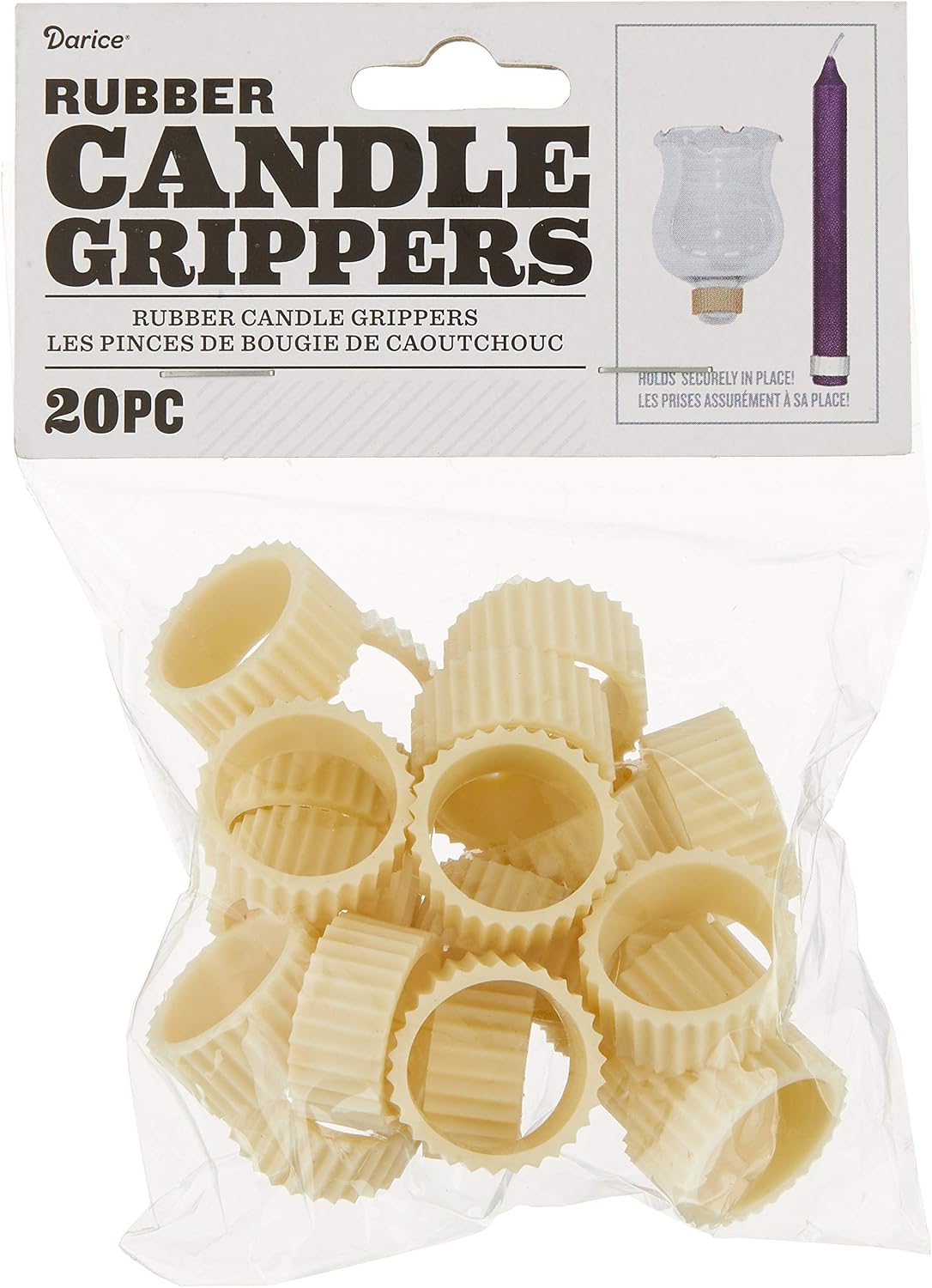 One Package of 20 Rubber Candle Grippers for Taper Candles and Candle Cups