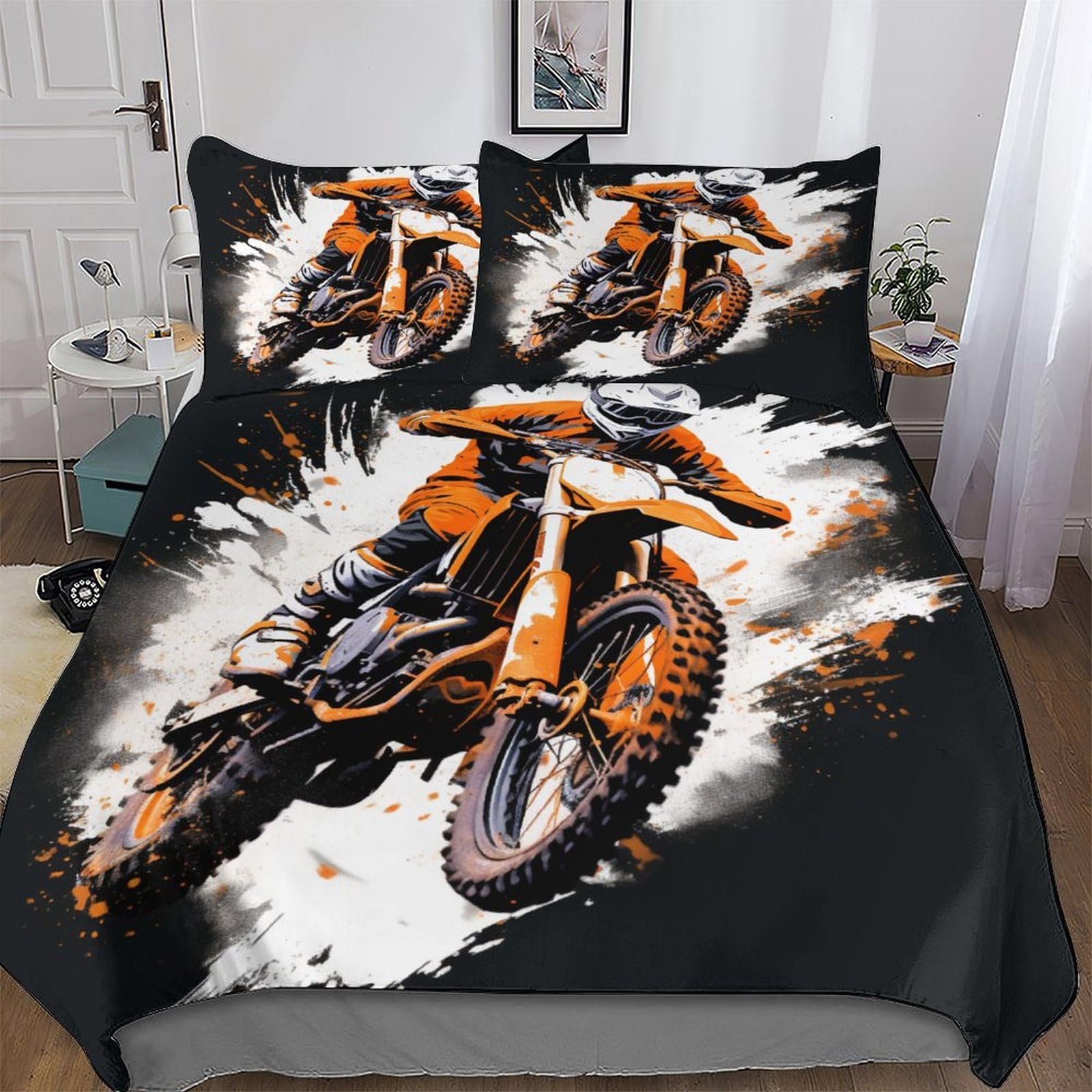 Motocross housse de couette king size en microfibre pour décorer la chambre ado