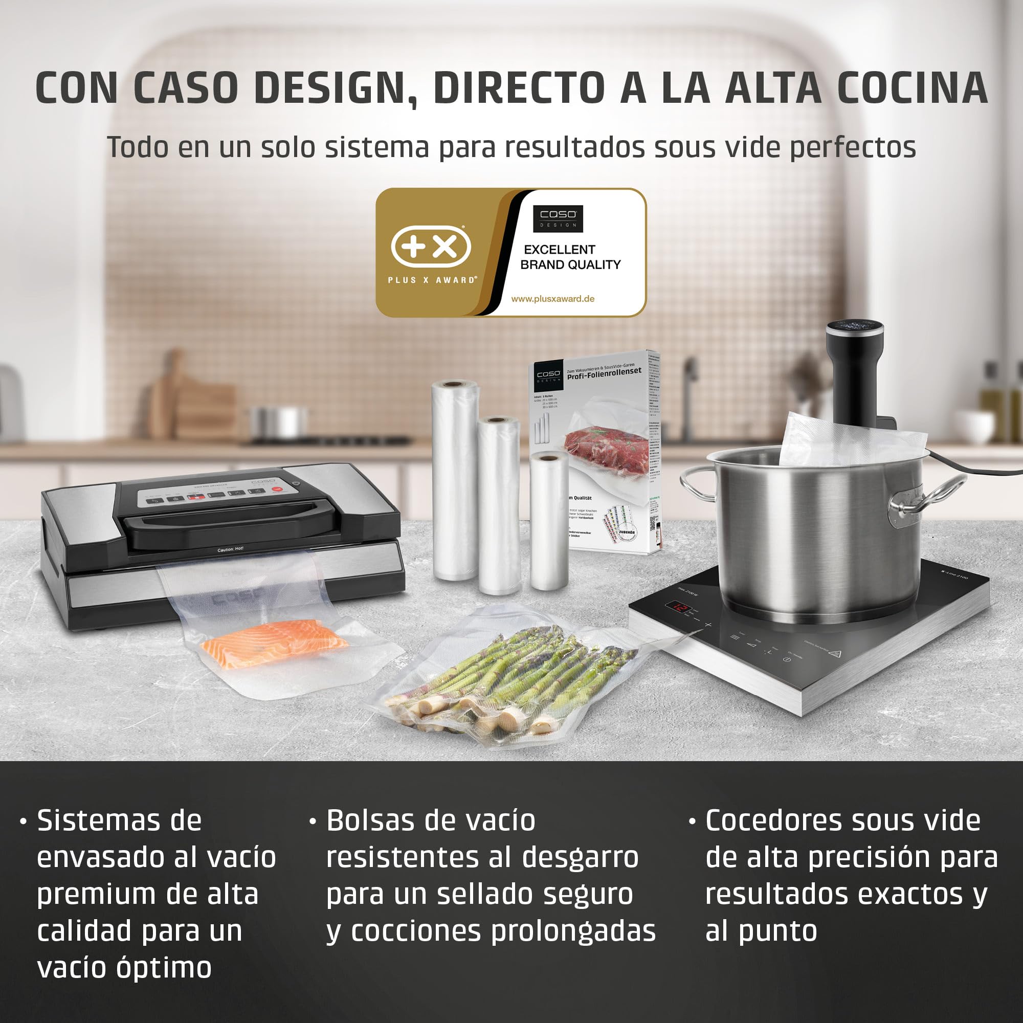 CASO SV 400 - Sous Vide roner cocina baja temperatura profesional 1000W, Stick Sous Vide para recipientes de hasta 20 l de volumen, cocina Sous Vide, 25-90 °C en incrementos de 0,5 °C, IPX7