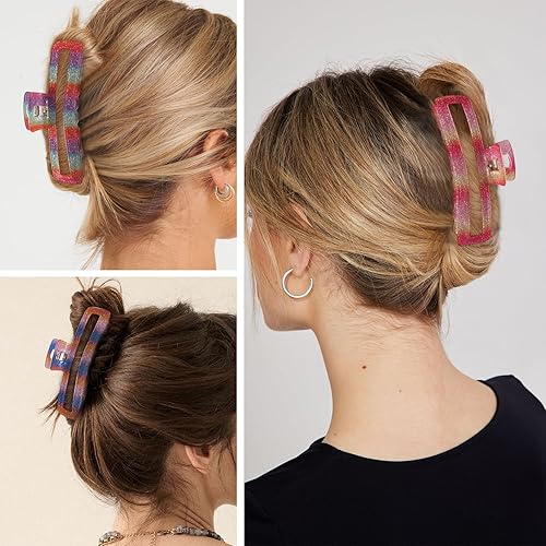 Miniatura 4 de Pinza para el cabello, diseño rectangular para mujeres y niñas, pinzas antideslizantes para el cabello francés, pinzas de sujeción fuerte para el