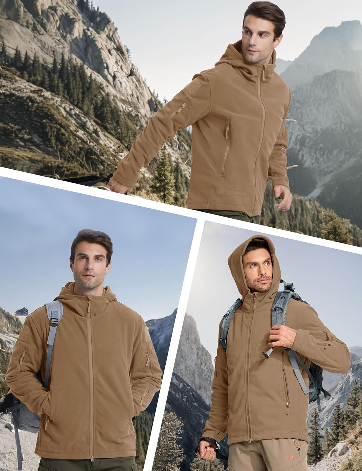 CRYSULLY Men's Military Tactical Sport Warm Fleece Hooded Outdoor Adventure Jacket Coats - Image 5