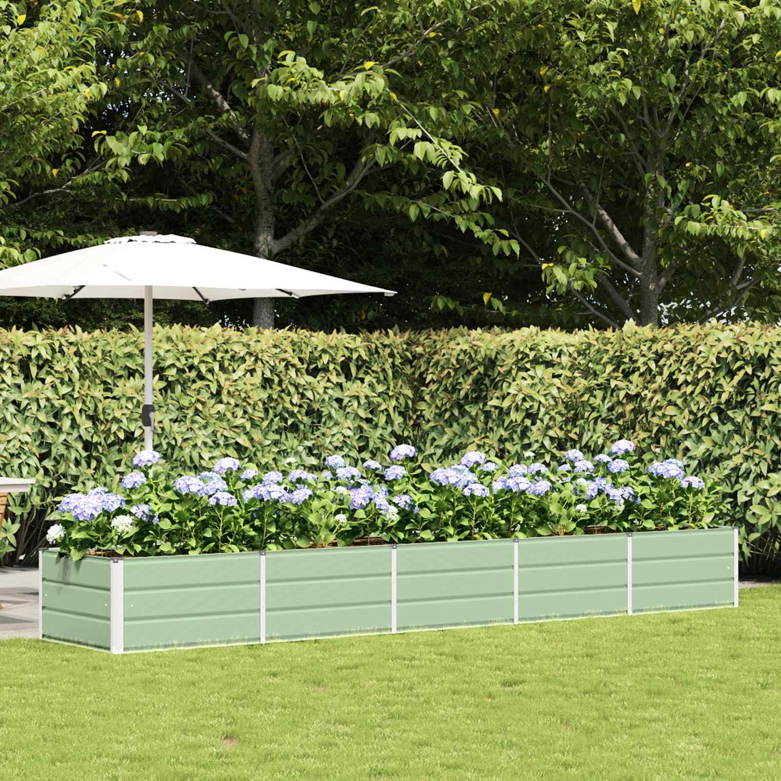 IKAYAA Metal Raised Beds Galvanised Raised Bed for Garden Raised Planters Outdoor Large for Growing Flowers,Herbs and Vegetables-Green-400 x 80 x 45 cm
