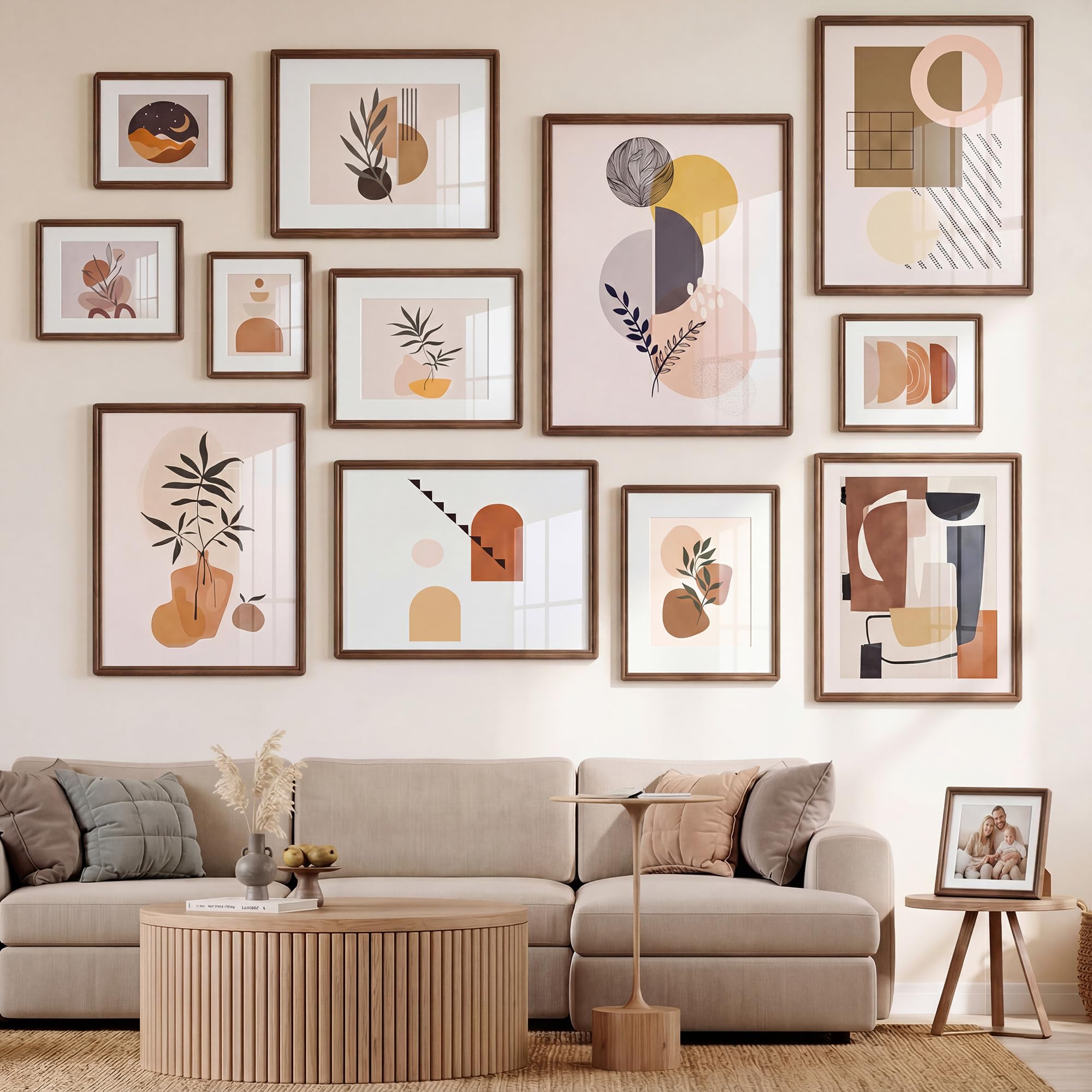 Feihorrm Cornice portafoto 40 x 50 cm, in legno massiccio di noce, con vetro temperato, per foto da 40 x 50 cm senza passepartout o foto da 29 x 39 cm, con passepartout, orizzontale e verticale
