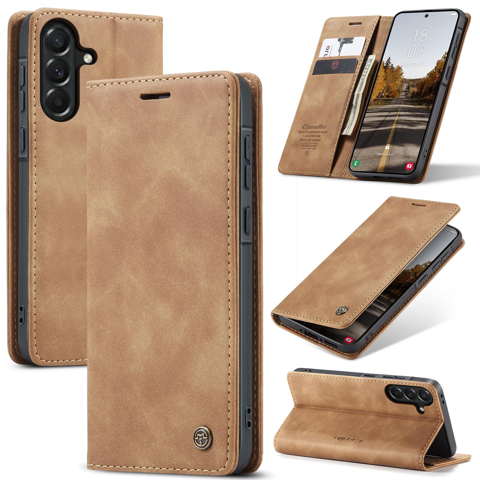 Monweicz Handyhülle Premium Lederhülle Klappbar Flip Case Tasche Magnet Kartenfach Standfunktion Klapphülle Schutzhülle