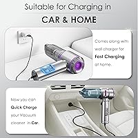 Vista 4 de 4-in-1 Handheld Cordless Car Vacuum Cleaner, 84000 RPM High Power Air Blower, inflator deflator & Mini Car Vacuum Cleaner for Home, Office &