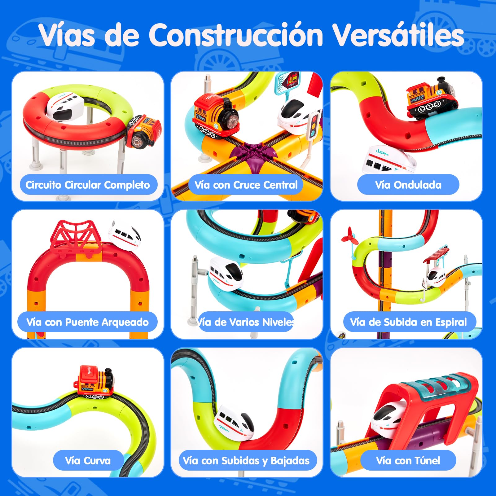 hahaland Tren Electrico Pista Coches Juguetes para Niños, 115 Piezas