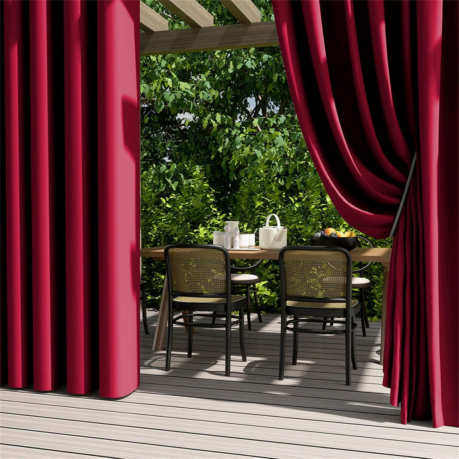 Hiseng Outdoor Curtains Waterproof Garden, 2 Panels Blackout Pergola Curtain Eyelet Top, Thick Privacy Thermal Insulated for Gazebo Patio Porch (Fuchsia,70x120cm)
