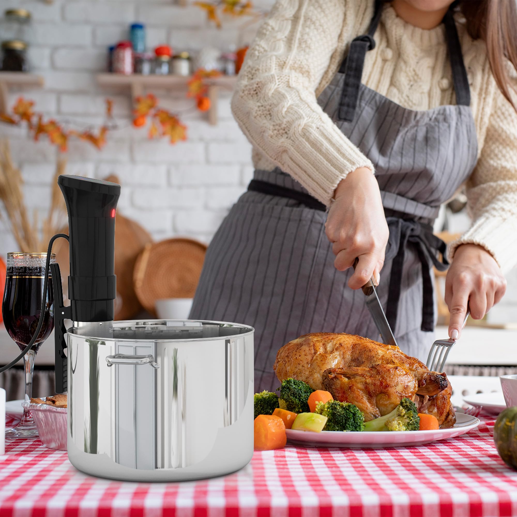 APQ Sous Vide Cooker 1100W, Circulador de inmersión térmica con receta y abrazadera ajustable, calentador Sous Vide con temperatura precisa y temporizador digital, acero inoxidable ultra silencioso