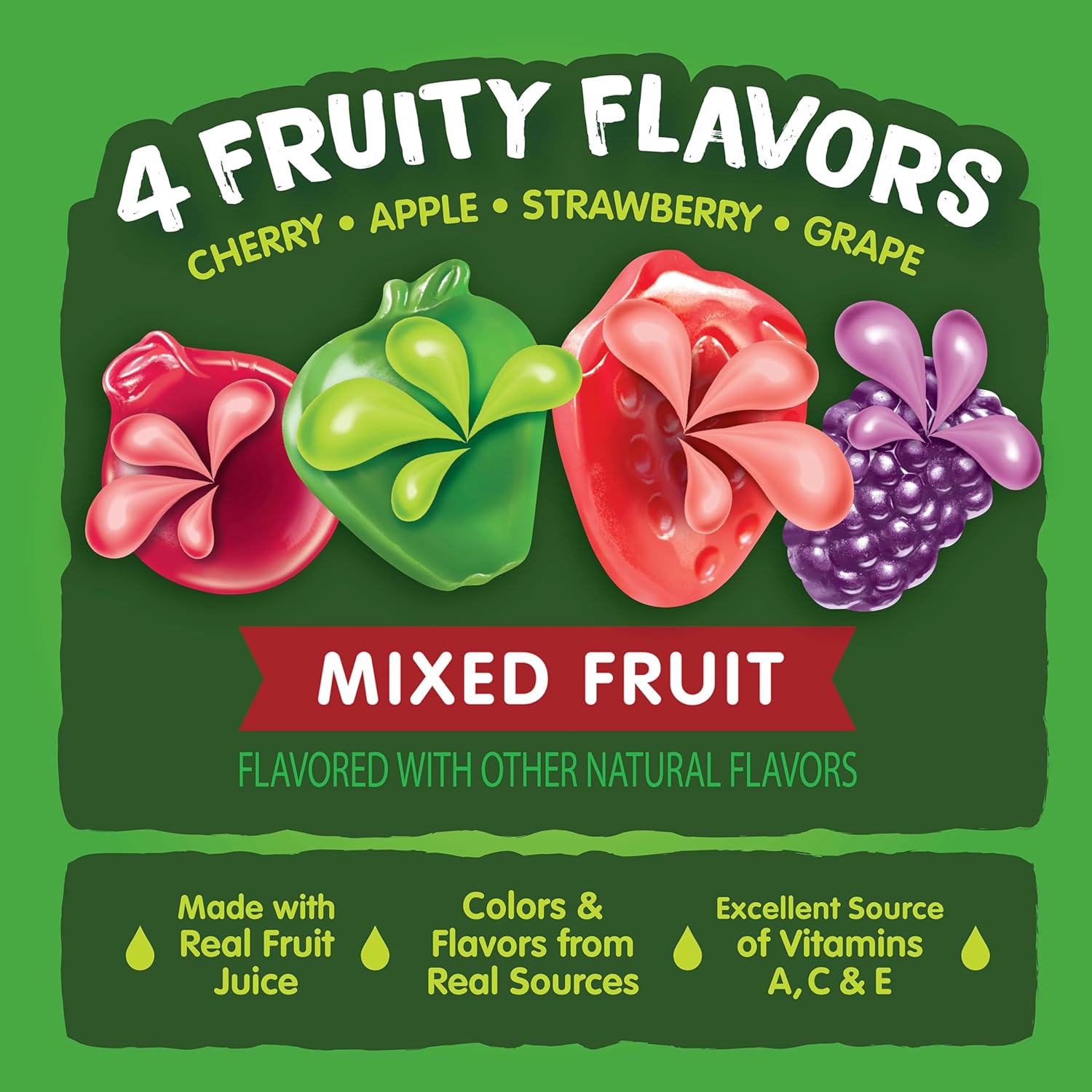 Black Forest, Juicy Burst, Fruit Flavored Snacks, Mixed Fruit Flavors, A Juicy Burst of Natural Flavors, Made with Real Fruit Juice, Pack of 6