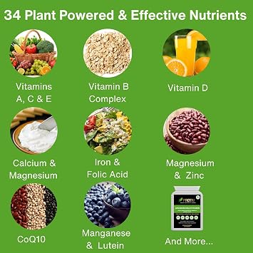 Advanced Multivitamin & Mineral Supplement 60 Tablets - 24 Essential Vitamins & Minerals Suitable for Vegans & Vegetarians - Daily Multivitamin Tablet - Supports Immune Function