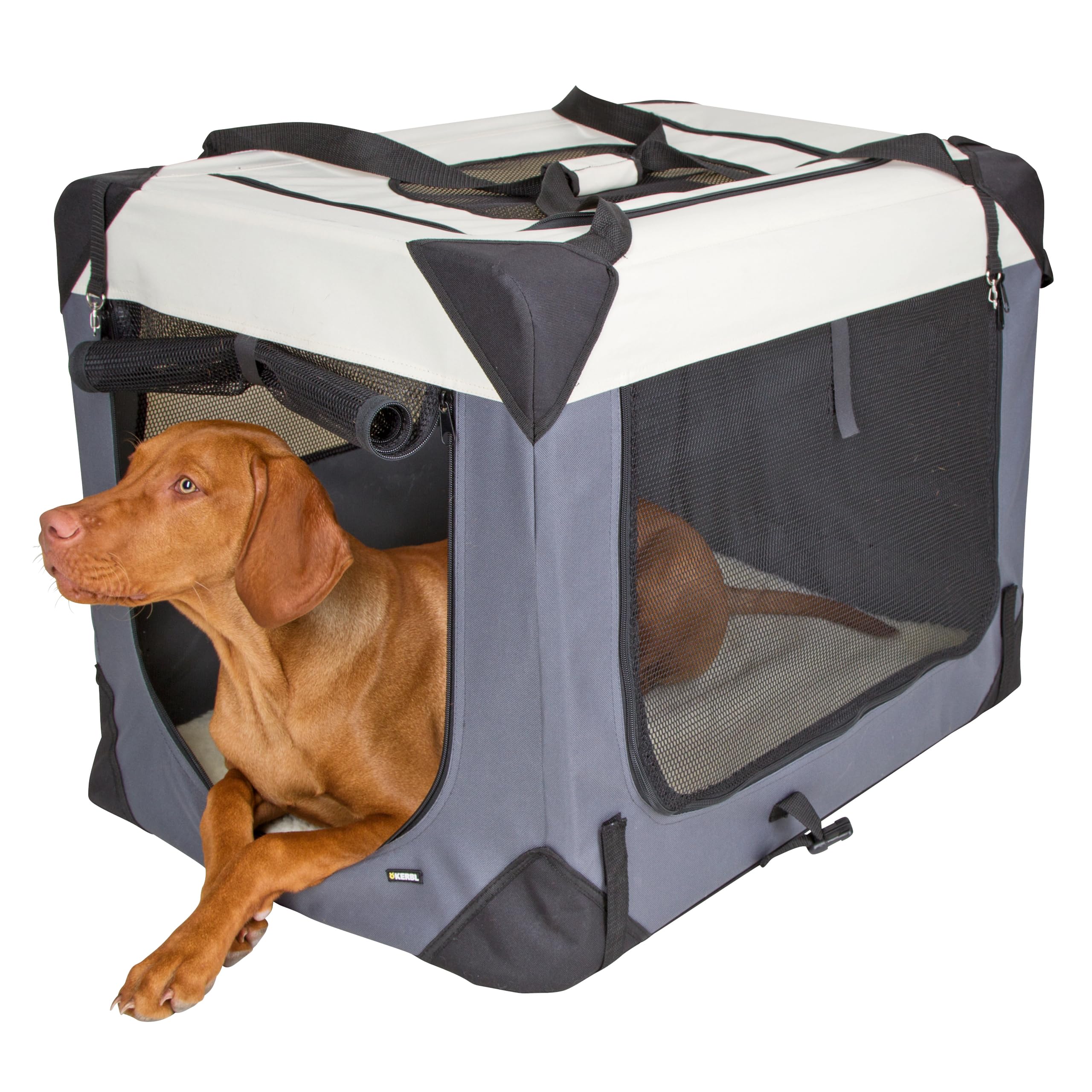 Kerbl Pet Transportbox Journey, 70x52x52cm, grau/beige
