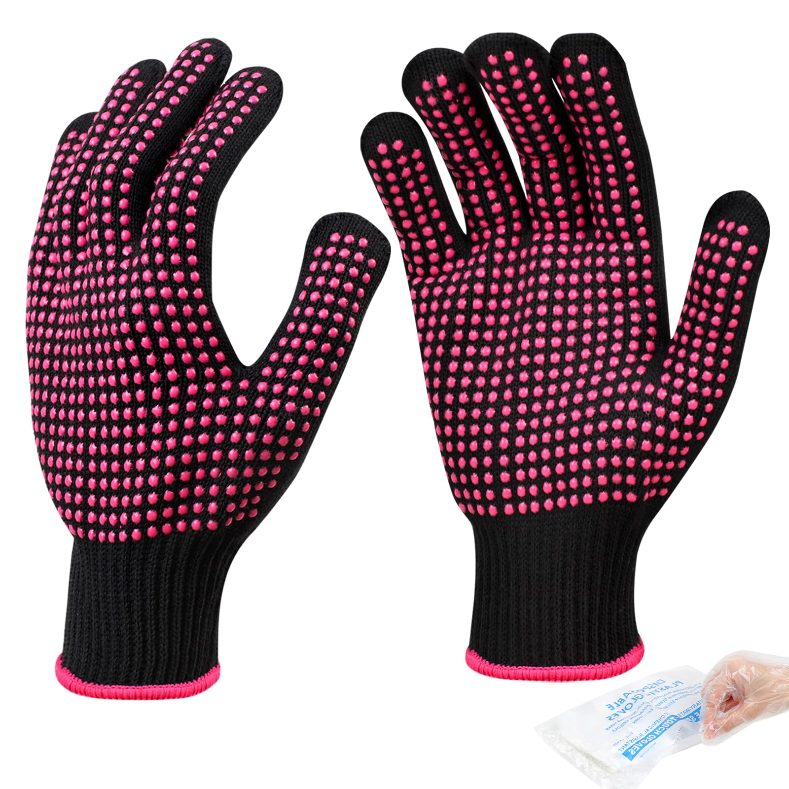 oligei heat resistant gloves with silicone bumps 4 pcs disposable gloves for hair styling amp sublimation